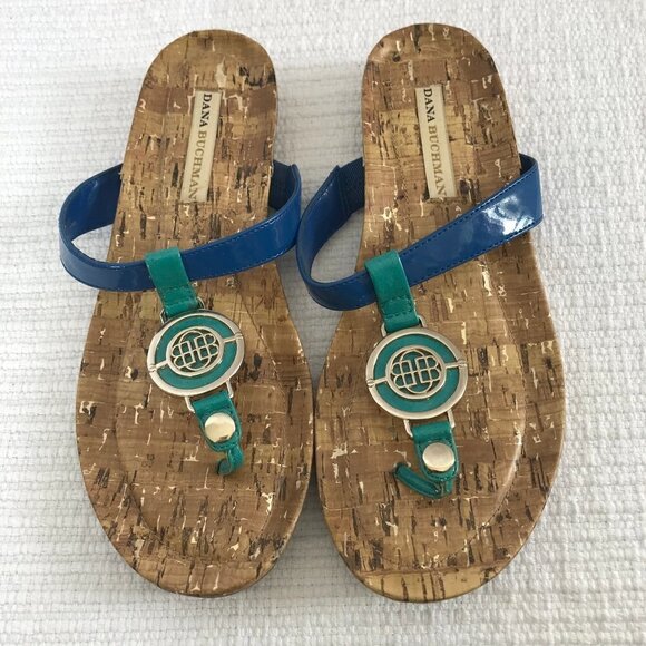 Dana Buchman Blue & Teal Flip Flop/Sandals - Picture 1 of 7